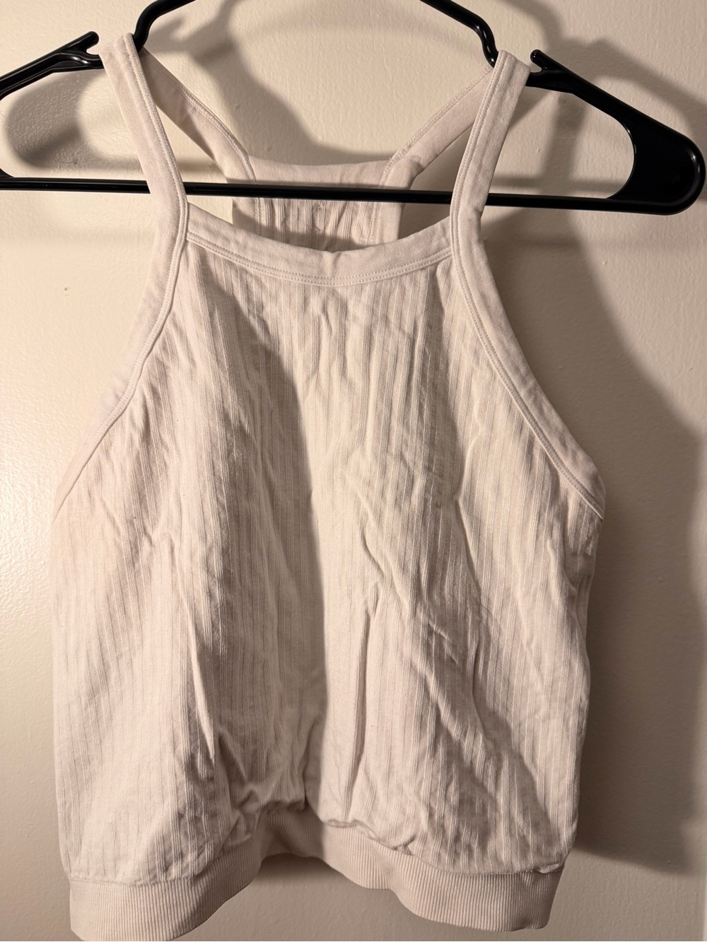 Fabletics White Ribbed Halter Tank Top